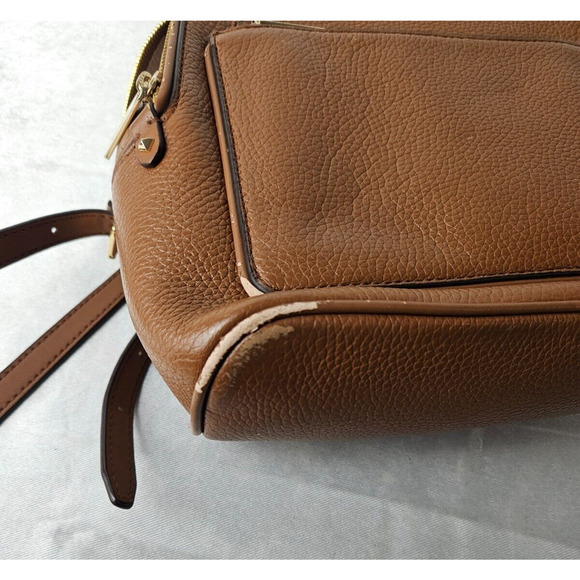 Michael Kors Rhea Zip Medium Leather Backpack brown pebbled leather - Picture 5 of 8